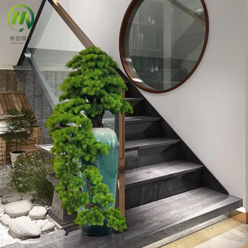 Bonsai Tree Miniature Zen Garden - Dekoratif Herdemyeşil Hoş Geldiniz Çamı Gerçekçi