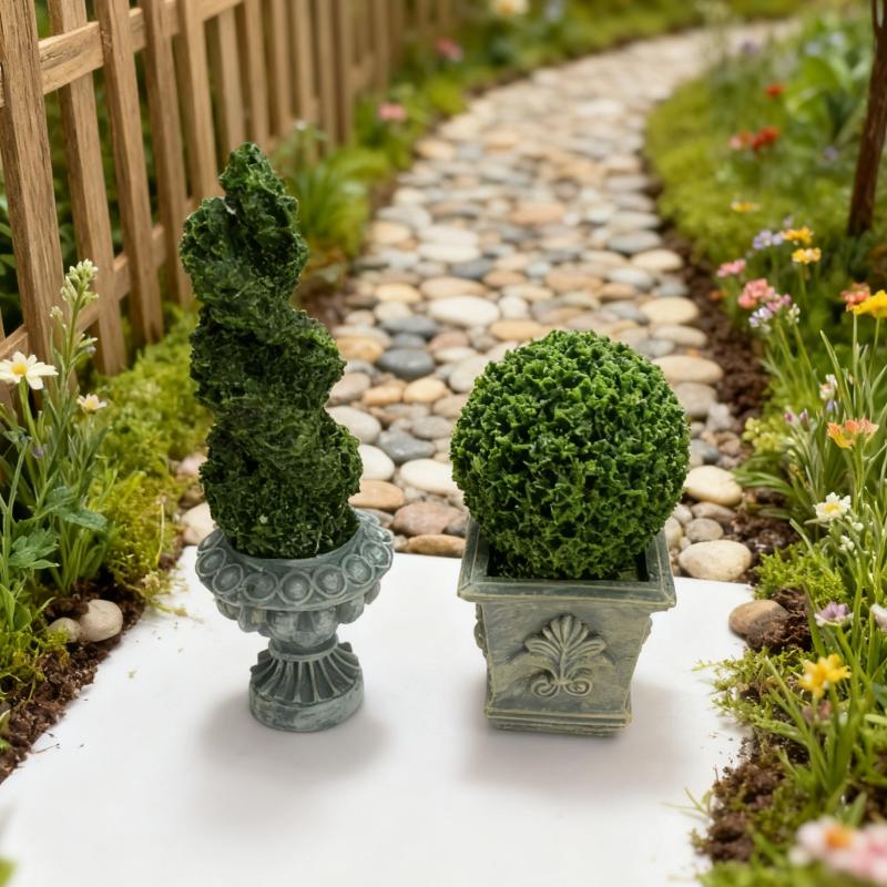 Bonsai Garden House - 1 adet 1/12 Dollhouse Simülasyon Yeşil